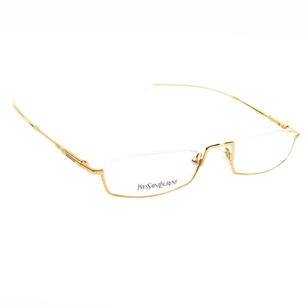 YVES SAINT LAURENT 90s Gold Flat Glasses - w/ Case & Packaging
